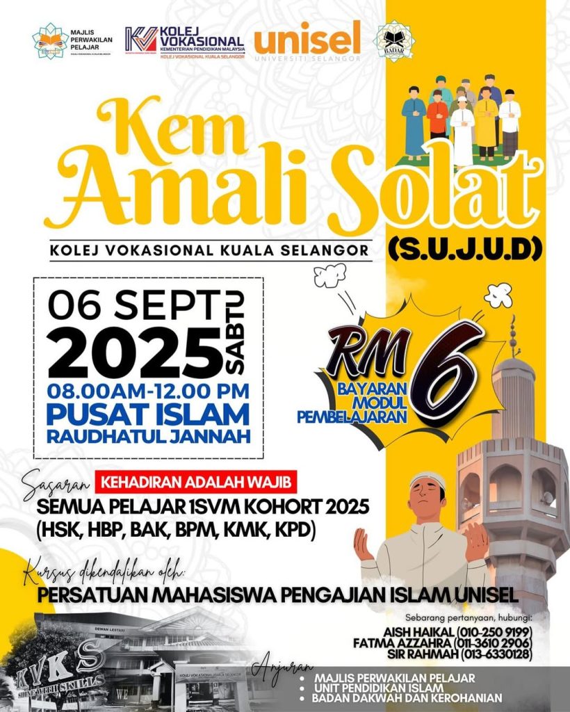 Kem Amali Solat anjuran Kolej Vokasional Kuala Selangor (KVKS) merupakan salah satu program kerohanian yang bertujuan memperkukuh kefahaman serta penghayatan pelajar terhadap tuntutan ibadah solat dalam kehidupan seharian