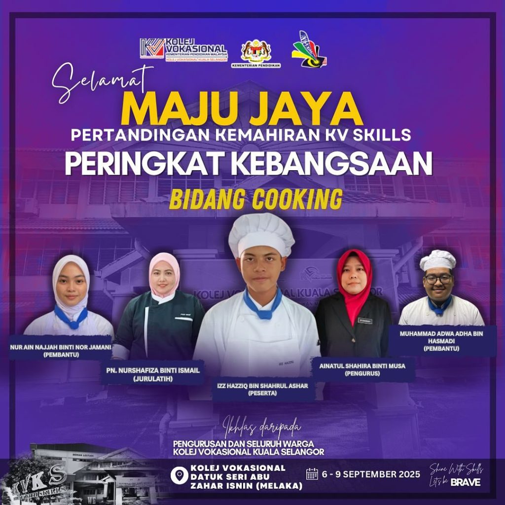 KV Kuala Selangor akan diwakili oleh Izz Hazziq bin Shahrul Ashar selaku peserta utama, dengan sokongan padu daripada dua pembantu peserta, iaitu Muhammad Adwa Adha bin Hasmadi dan Nur Ain Najjah binti Nor Jamani.